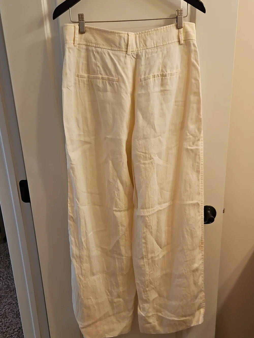 Everlane Linen Way-High Drape Pants Cream Wide Leg Trouser, 10, Coastal